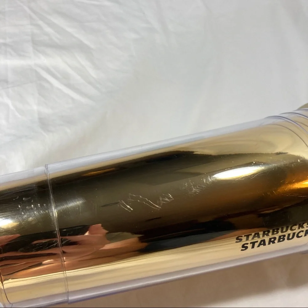 Starbucks Gold/Green Dot Acrylic Insulated Tumbler Travel Cup - Picture 6 of 6